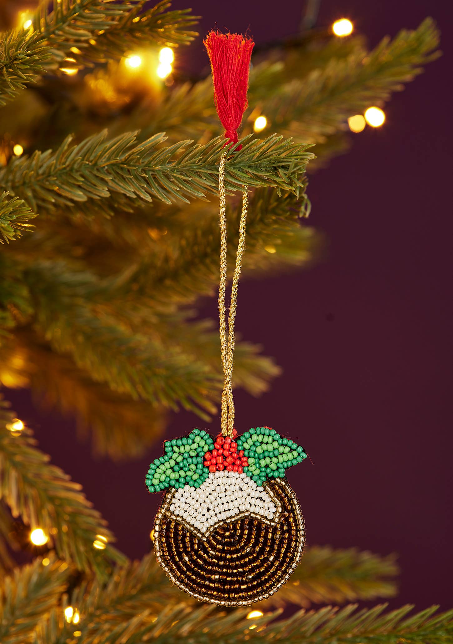 Christmas Pudding Beaded Decoration