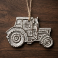 Silver Hanging Tractor Decoration
