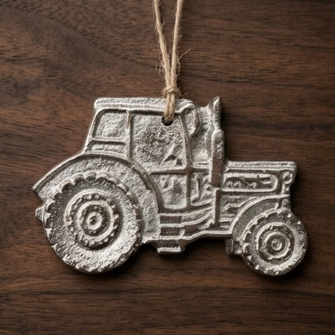 Silver Hanging Tractor Decoration