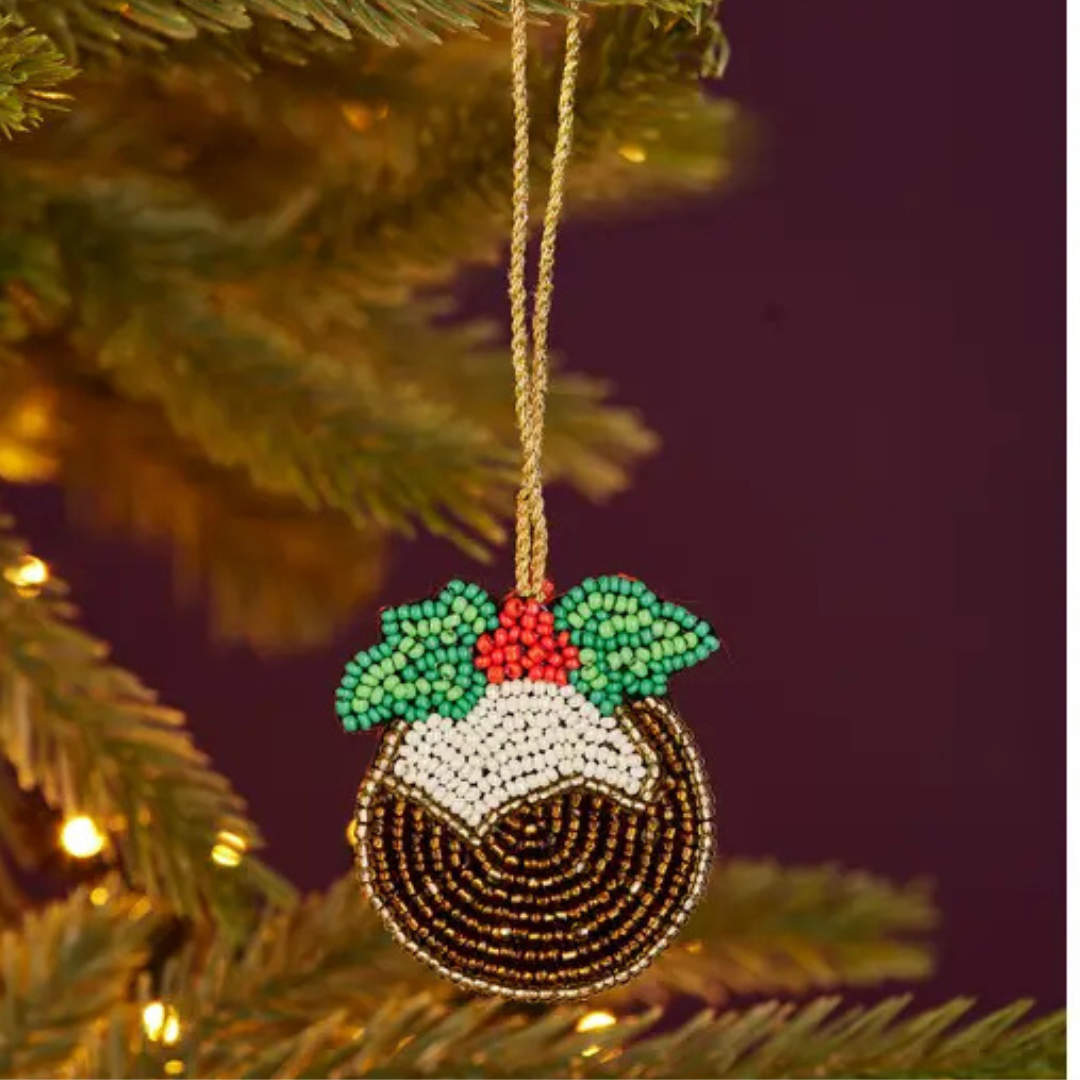 Christmas Pudding Beaded Decoration