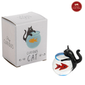 Glass Black Curious Cat