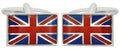 Union Jack Flag Rhodium Plate Cufflinks