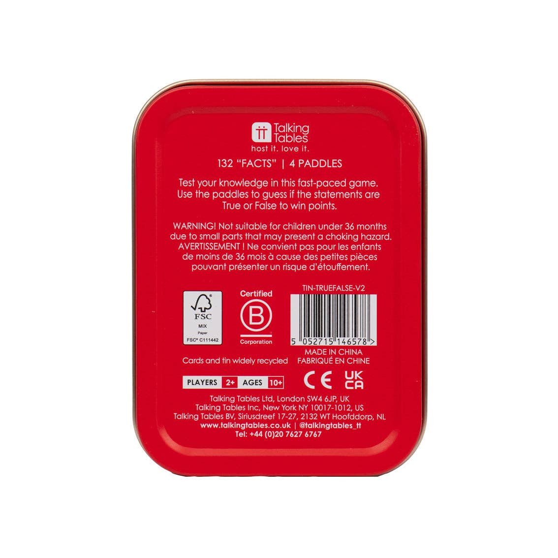True or False Tin Trivia Game | Portable Trivia Game |