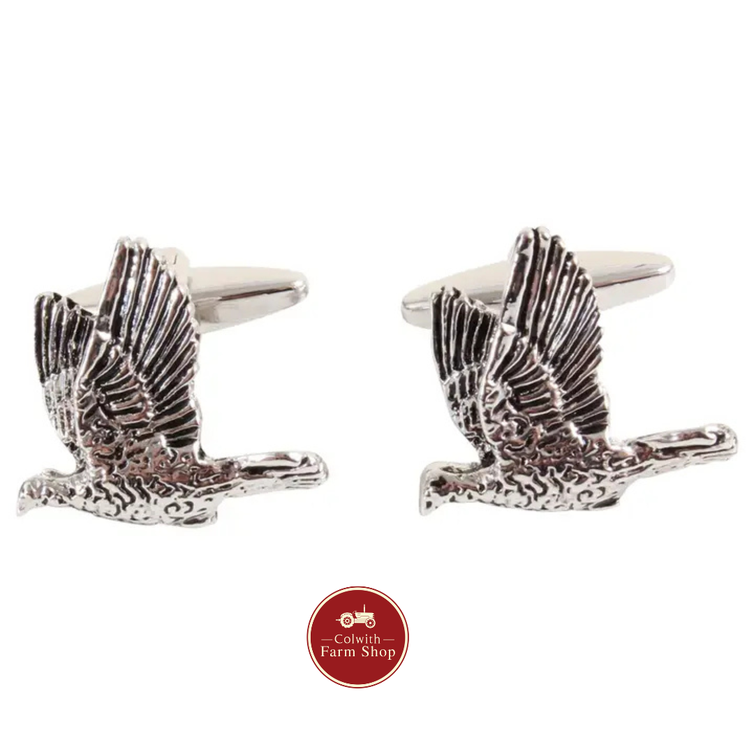 Game Bird Cufflinks Burnished Rhodium Plate