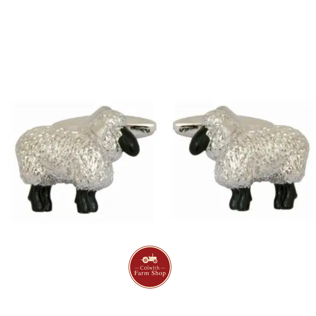 Sheep 3D Rhodium Plated Cufflinks