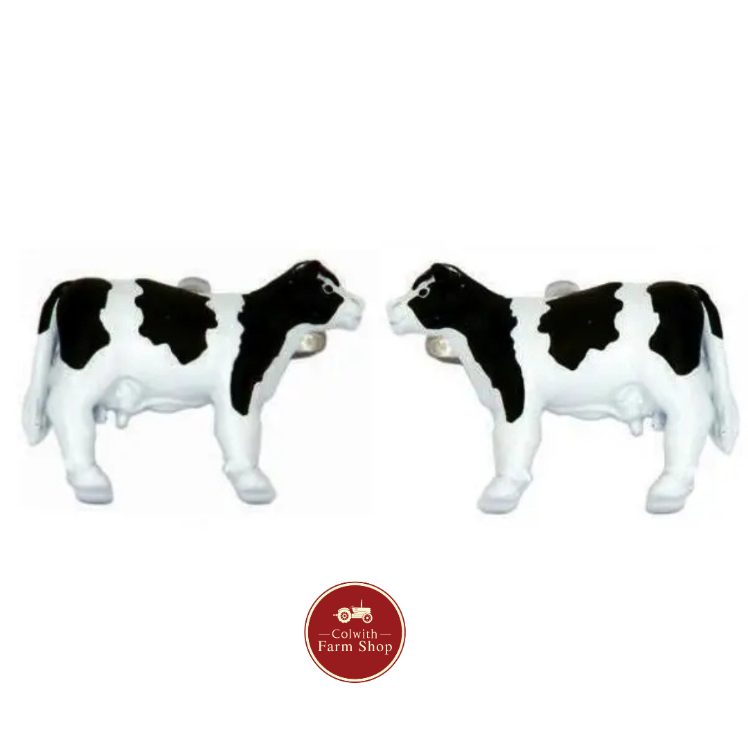 Black & White Cow Rhodium Plated Cufflinks
