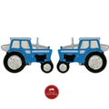 Blue Tractor Rhodium Plated Cufflinks