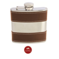 Hip Flask Brown 6oz Shiny Stainless Steel Centre
