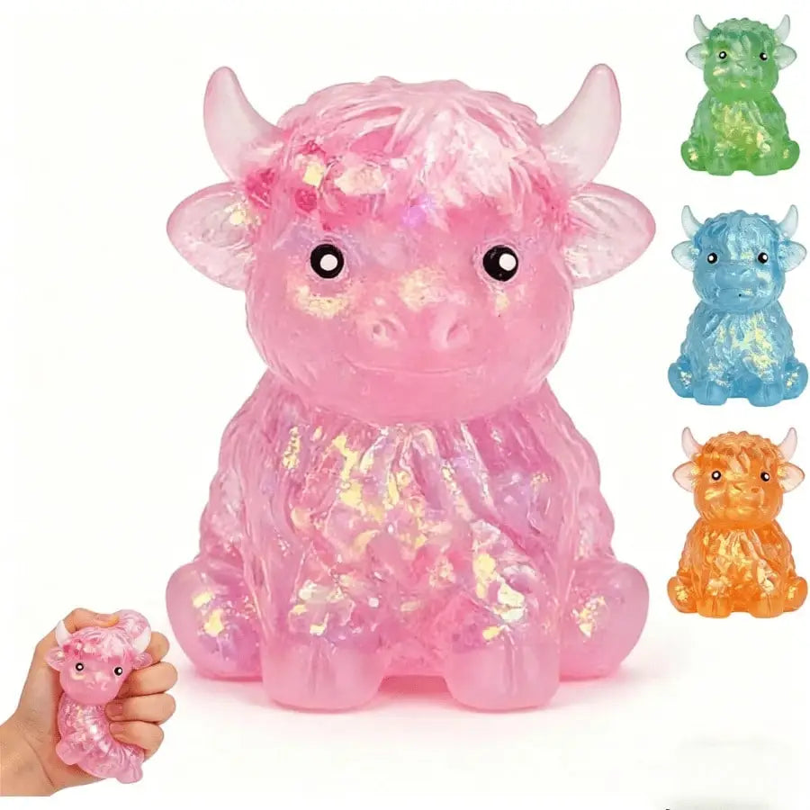 Cute Highland Cow Slow Rising Squishy Fidget Sensory Toy: Maltose Pink