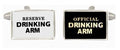 Drinking Arm Black & White Rhodium Plated Cufflinks
