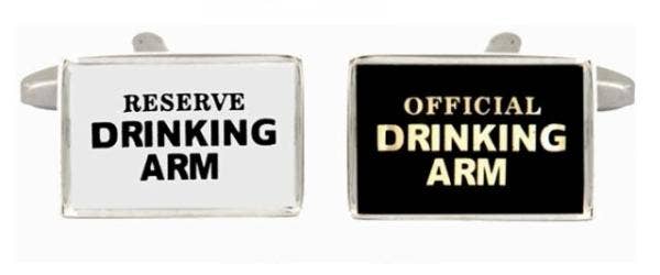 Drinking Arm Black & White Rhodium Plated Cufflinks