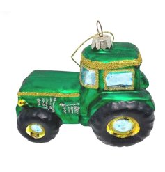 Christmas Decoration Glass Tractor - Various Colours