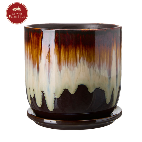 Brown Dripped Plant Pot