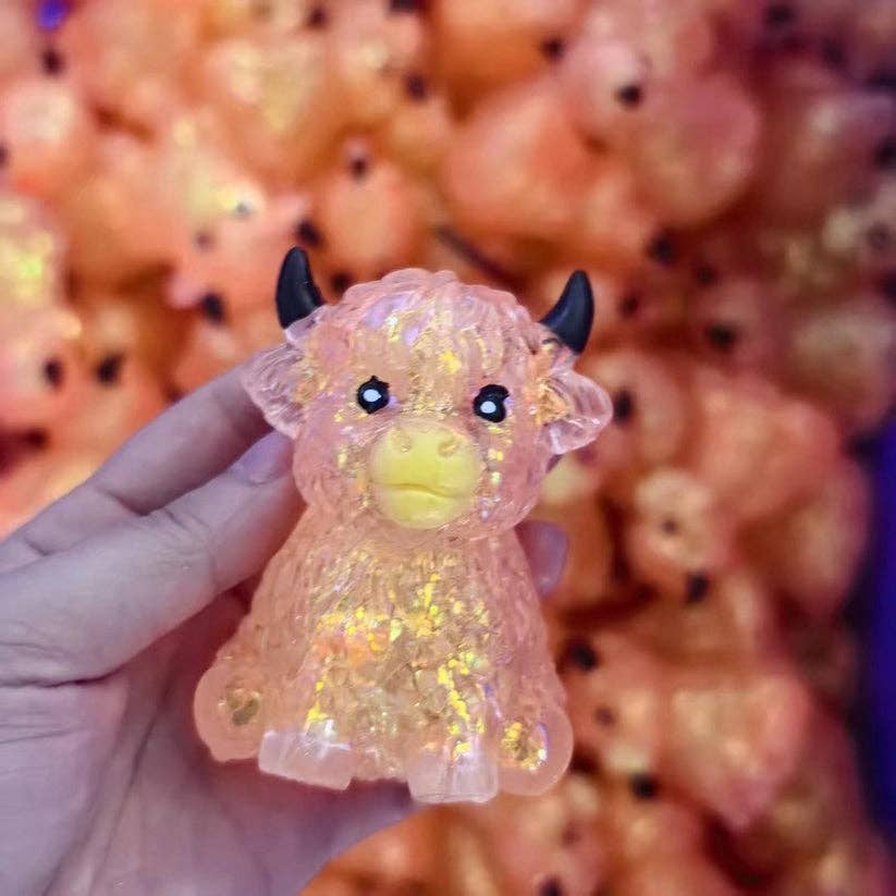 Cute Highland Cow Slow Rising Squishy Fidget Sensory Toy: Maltose Black-Horned Ox Orange