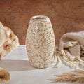 Crackle Glaze Antique Brown Floral Tall Vase