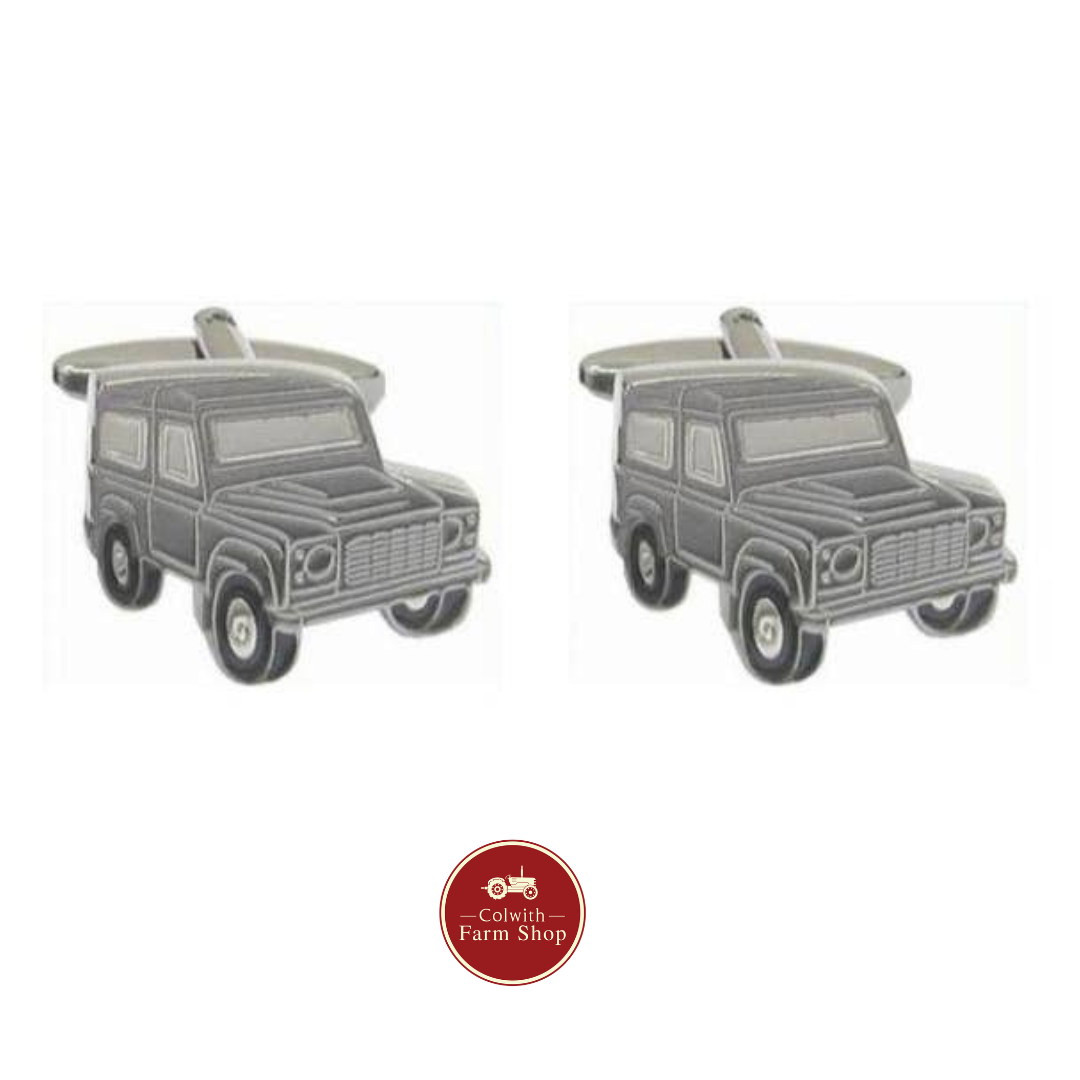 Grey Land Vehicle Rhodium Plated Cufflinks