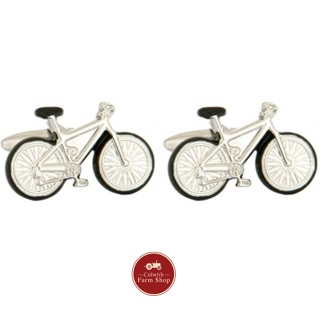 Bicycle with Black Trim Rhodium Plated Cufflinks