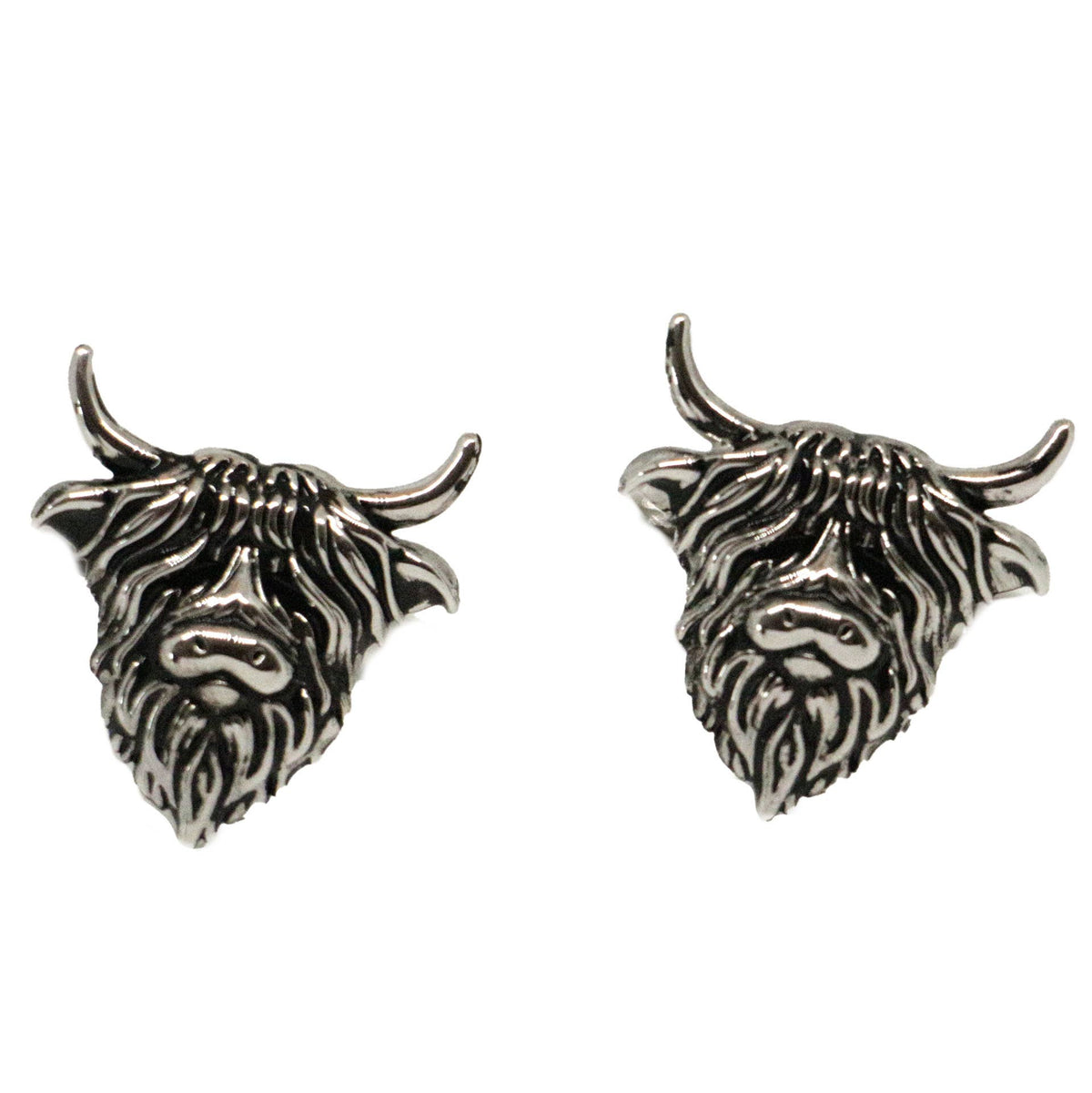 Highland Cow Rhodium & Black Enamel Cufflinks