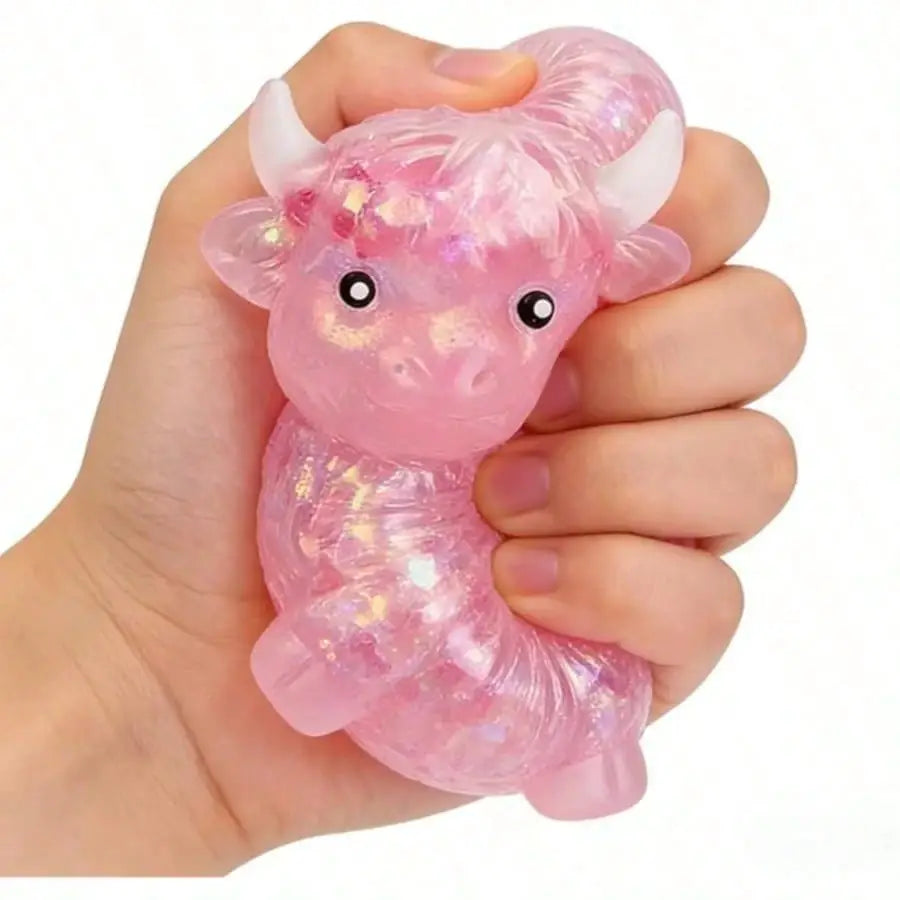 Cute Highland Cow Slow Rising Squishy Fidget Sensory Toy: Maltose Pink