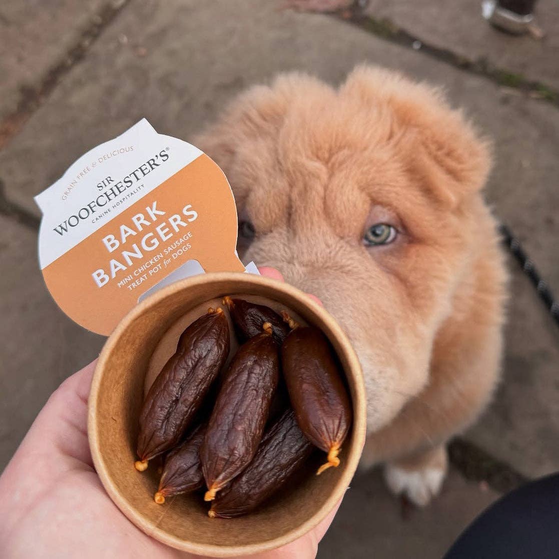 Bark Bangers Treat Pot · Mini Chicken Sausage Dog Treats